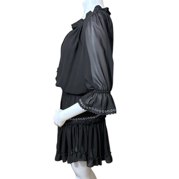 Misa Los Angeles Grommet Ruffle Mini Dress Black Womens Size M - Picture 2 of 8